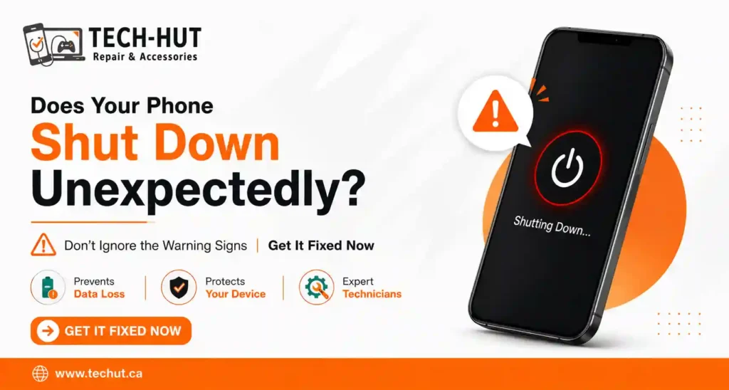 Phone shutting down unexpectedly repair service by Tech Hut